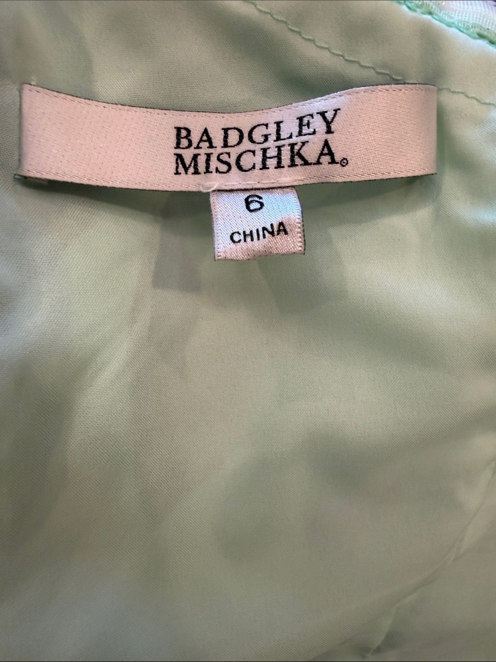 Badgley Mischka Mint Floral One-Shoulder Ruffle Gown - Picture 5 of 5
